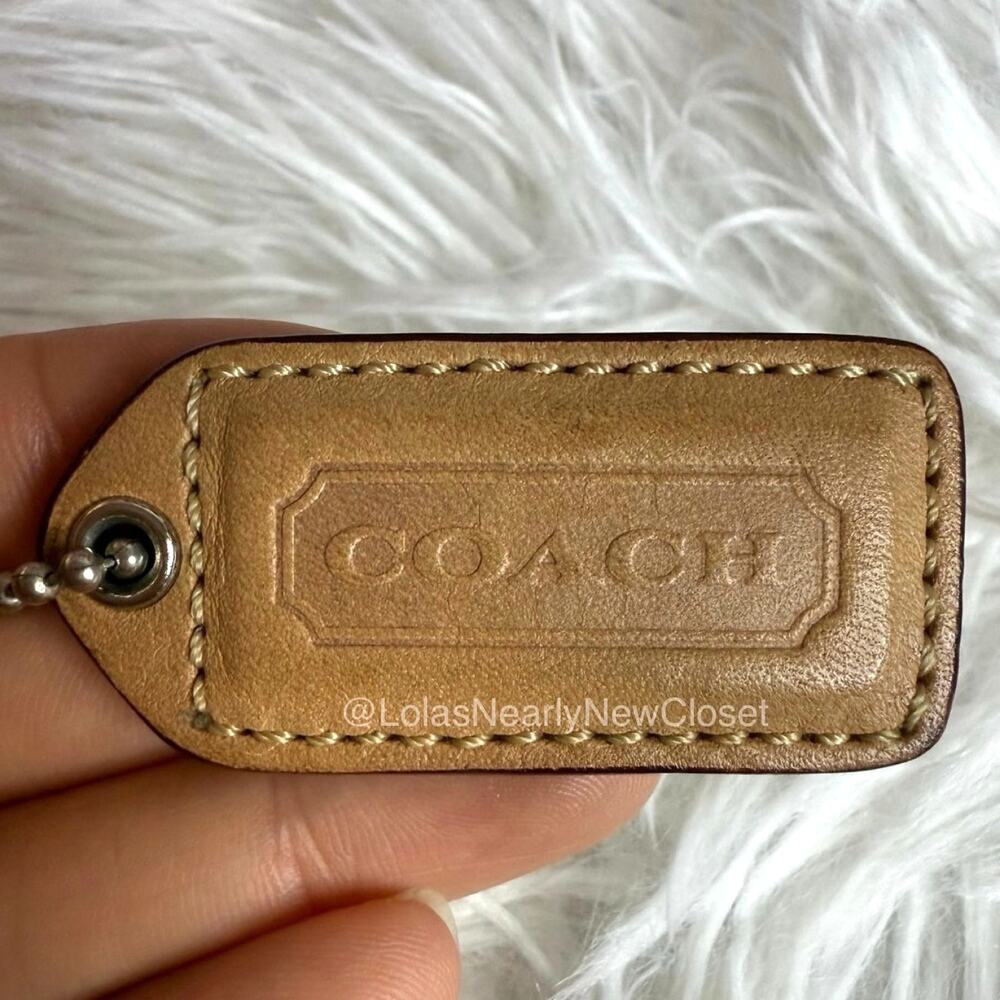 1.5" y2k COACH Tan  Fob Bag Charm Hang tag Hangtag